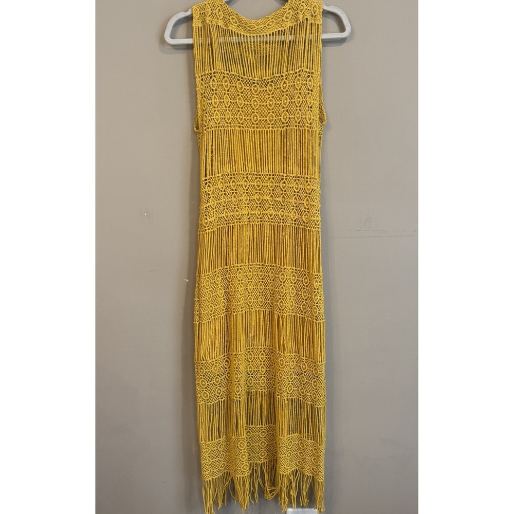 Anthropologie Yellow Fringe Midi Dress